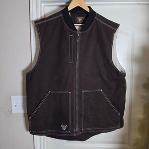 Cowboy Hardware  Western Vest Men  XXL Brown Full Zip Pockets
